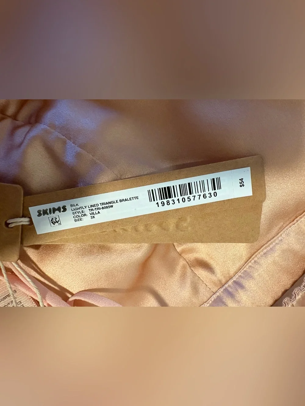 SKIMS Kim Kardashian silk lightly lined triangle bralette 3X new with tags - Picture 4 of 4